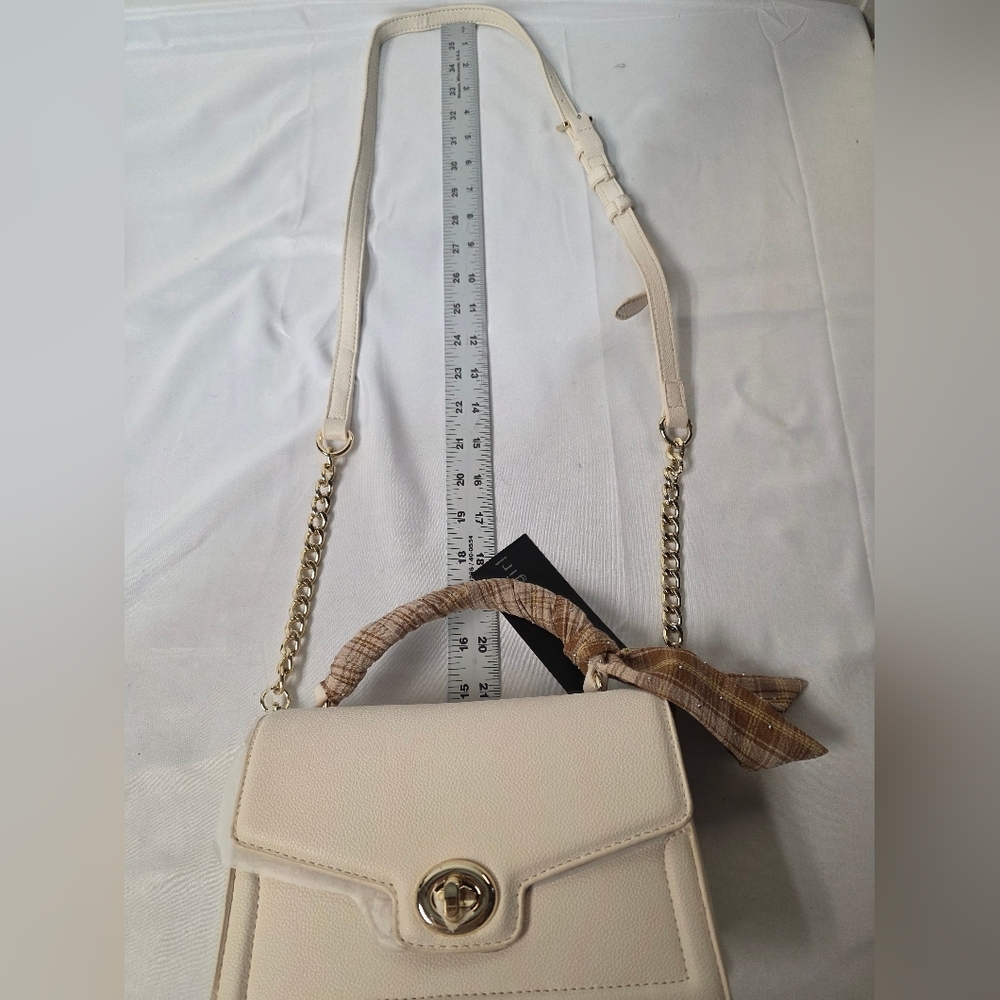 Madden Girl PU Top Hanfle With Scarf Cream Handbag - Picture 10 of 12